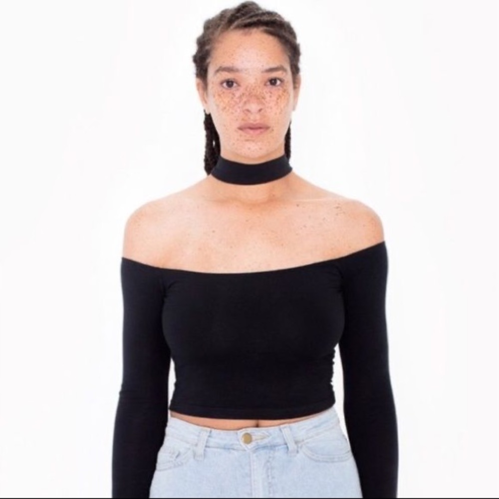 American Apparel black crop top with choker